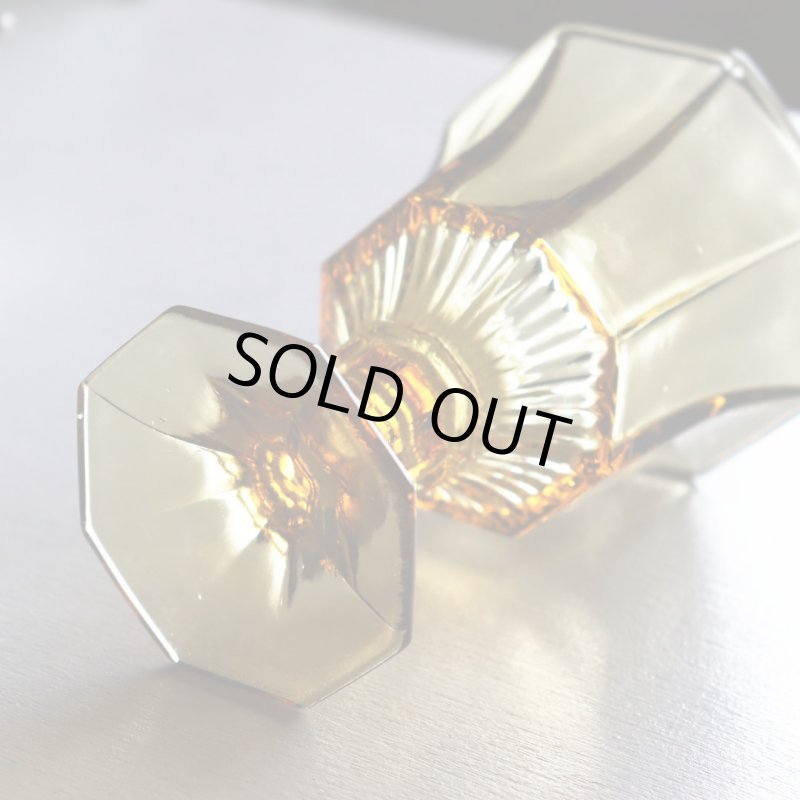 アメリカヴィンテージミニワイングラスゴブレット八角形イエロー|マスタードアンティークグラス