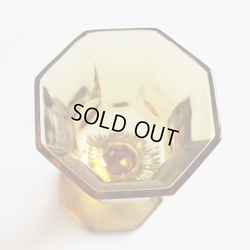 アメリカヴィンテージミニワイングラスゴブレット八角形イエロー|マスタードアンティークグラス