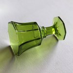 アメリカヴィンテージミニワイングラスゴブレット八角形グリーン｜アボカドアンティークグラス