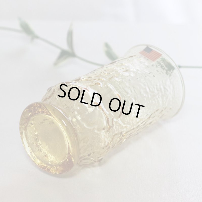 USAヴィンテージアンカーホッキングレインフラワーピッチャー＆タンブラー５個セット|ハニーゴールドアンバーガラスAnchor Hockingグラス