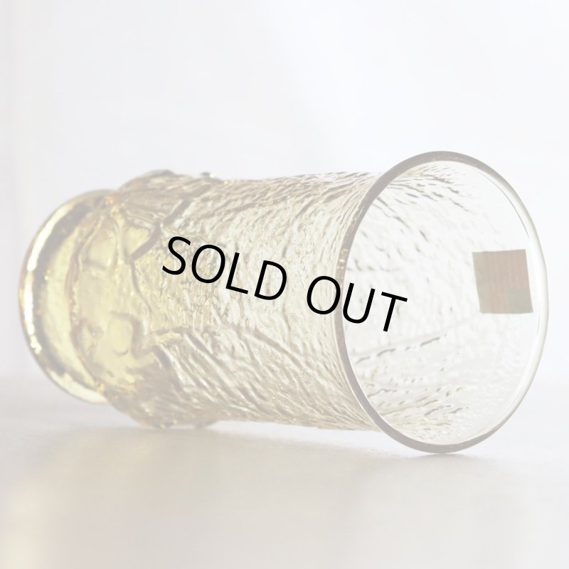 USAヴィンテージアンカーホッキングレインフラワーピッチャー＆タンブラー５個セット|ハニーゴールドアンバーガラスAnchor Hockingグラス