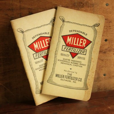 画像1: USAヴィンテージ紙ものメモ帳1930年代2冊組｜カレンダー付ノートブックMILLER FERTILIZER