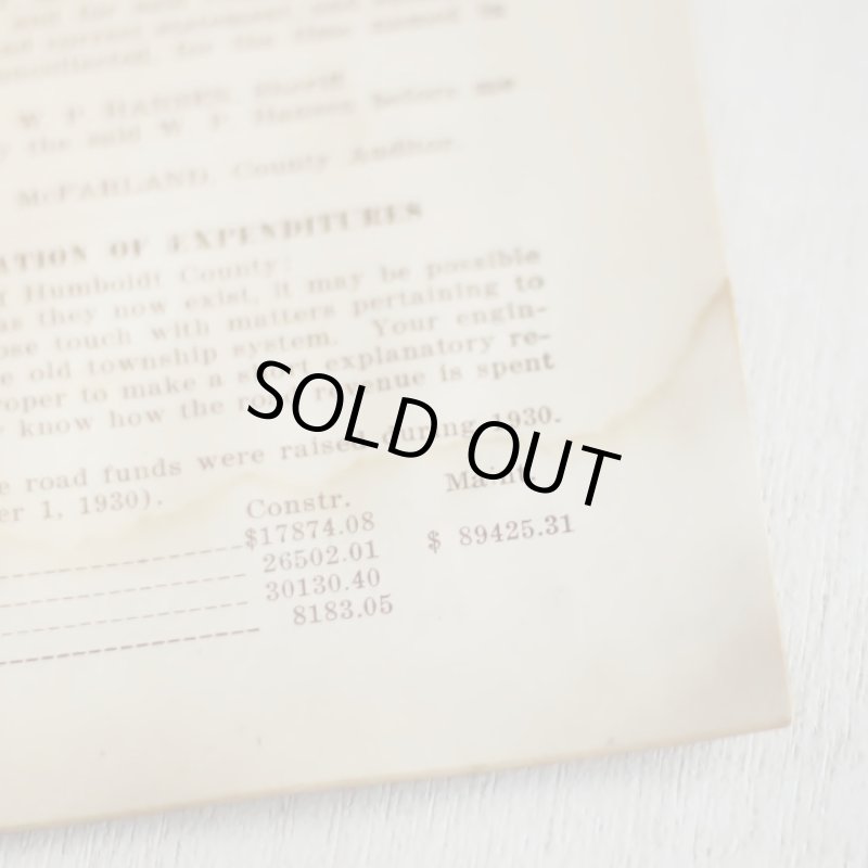 画像5: USAヴィンテージ紙もの財務報告書ブックレット1930年｜financial report humboldt county (5)