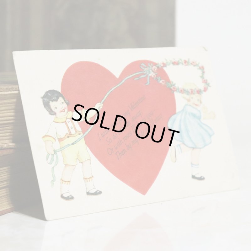 画像6: USAヴィンテージ1929年紙ものバレンタイングリーティングカード｜ハート・男の子・女の子 (6)