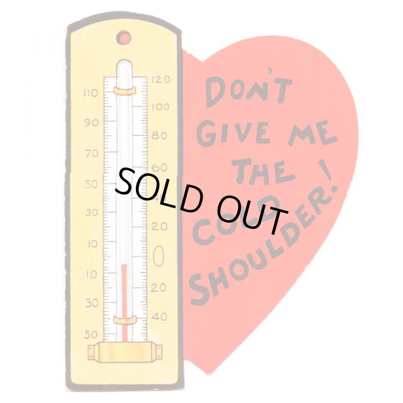 画像3: USAヴィンテージ1930年代紙ものバレンタイングリーティングカード｜ハート・温度計 (3)