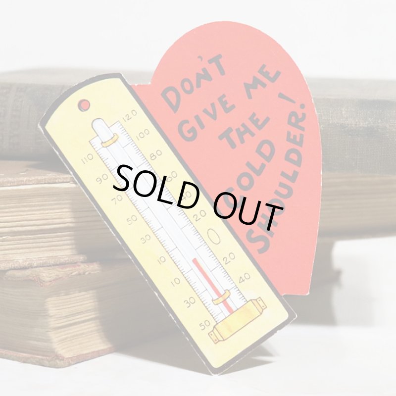 画像2: USAヴィンテージ1930年代紙ものバレンタイングリーティングカード｜ハート・温度計 (2)