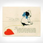 画像1: USAヴィンテージ1923年紙ものバレンタインデーグリーティングカード｜子犬とハート・アンティーク紙もの (1)