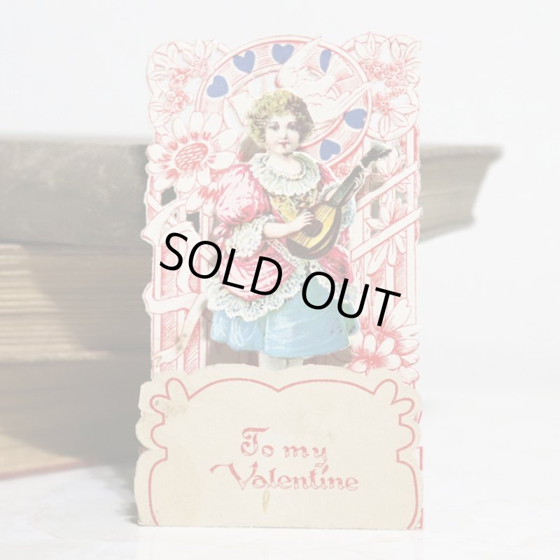 画像5: USAヴィンテージ1930年代紙ものバレンタインデーグリーティングカード｜To my Valentine天使・男の子アンティーク (5)