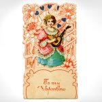 画像1: USAヴィンテージ1930年代紙ものバレンタインデーグリーティングカード｜To my Valentine天使・男の子アンティーク (1)
