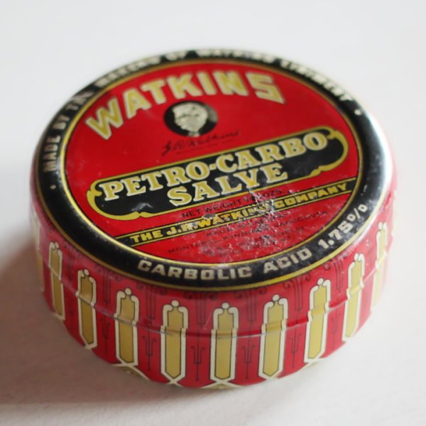 USAヴィンテージティン缶アドバタイジング｜WATKINS PETRO-CARBO-SALVE薬