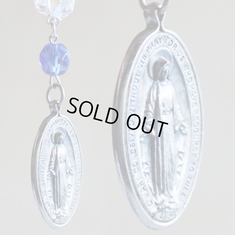 画像2: ヴィンテージ不思議のメダイ無原罪の聖母マリアメダイのストラップ青｜キーホルダーアンティークカトリック聖品 (2)