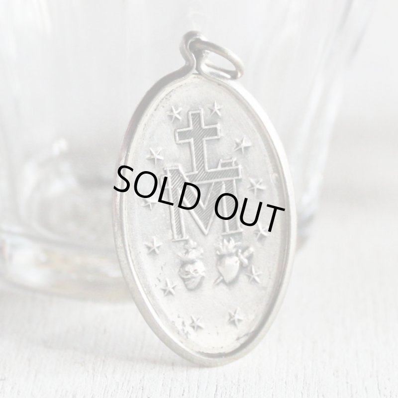 画像4: ヴィンテージ不思議のメダイ無原罪の聖母マリアメダイのストラップ青｜キーホルダーアンティークカトリック聖品 (4)