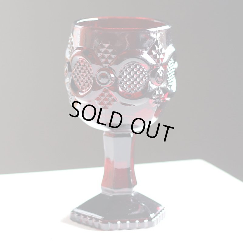 画像2: アメリカヴィンテージAVONケープゴットミニワイングラスゴブレットルビーレッド｜アンティークカットグラス (2)