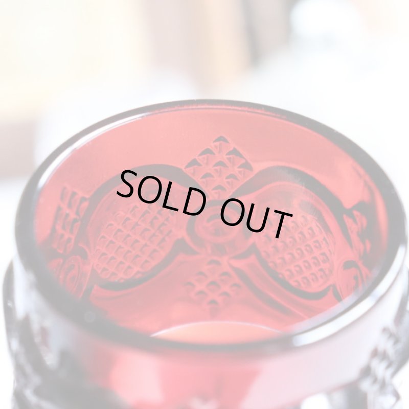 画像6: アメリカヴィンテージAVONケープゴットミニワイングラスゴブレットルビーレッド｜アンティークカットグラス (6)