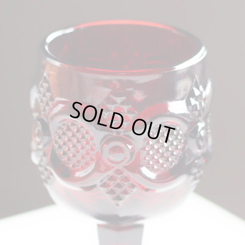 画像5: アメリカヴィンテージAVONケープゴットミニワイングラスゴブレットルビーレッド｜アンティークカットグラス (5)