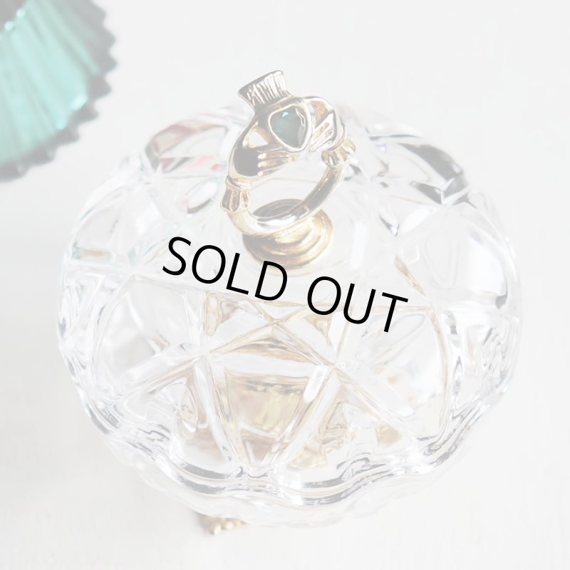 画像3: アイルランドヴィンテージ小物入れクラダリング付ガラストリンケットボックス｜アンティークキラーニージュエリーケース (3)