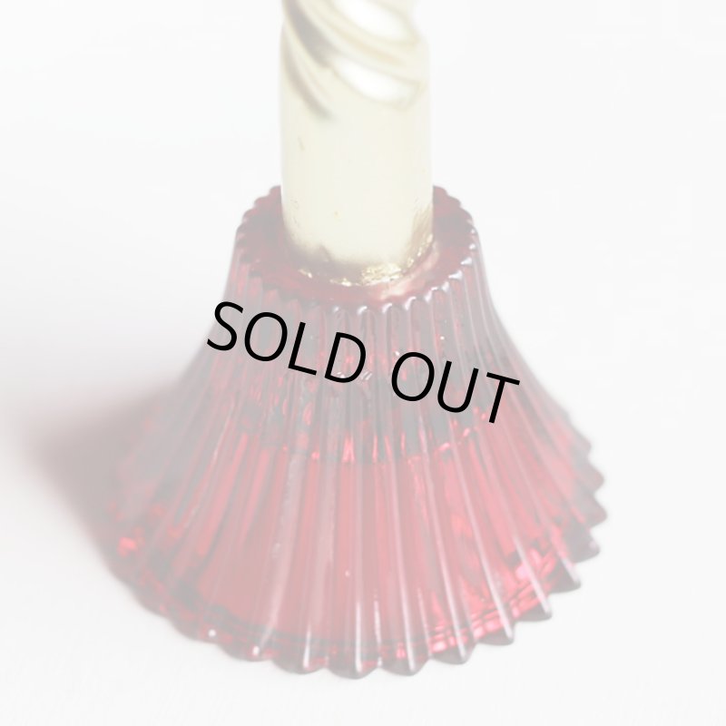 画像7: アメリカヴィンテージクリアガラスキャンドルスタンドホルダー赤｜アンティークグラス (7)