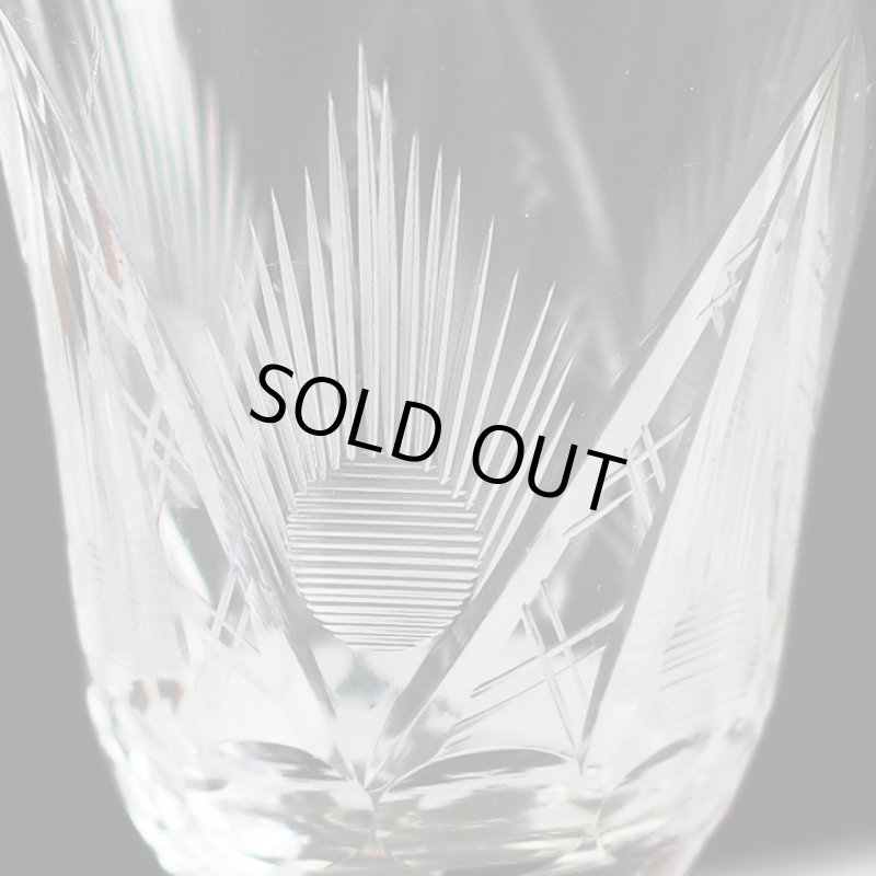 画像2: アメリカヴィンテージクリアカットガラスショットグラス|アンティークエッチング切子 (2)