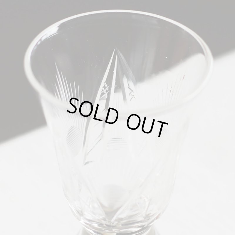 画像3: アメリカヴィンテージクリアカットガラスショットグラス|アンティークエッチング切子 (3)