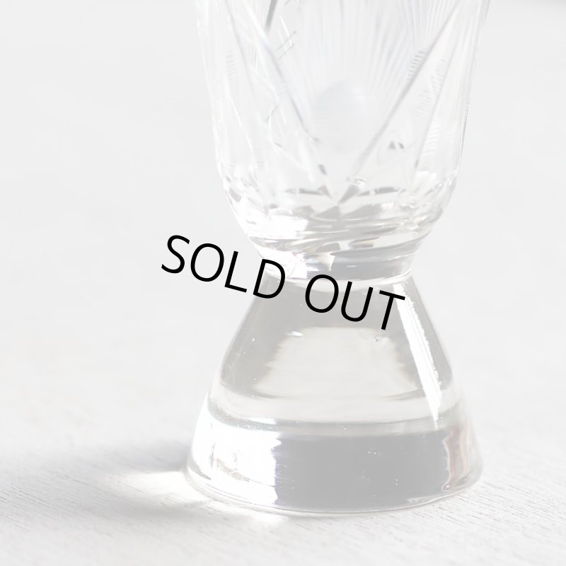 画像4: アメリカヴィンテージクリアカットガラスショットグラス|アンティークエッチング切子 (4)