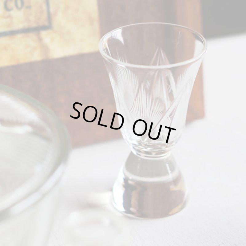 画像8: アメリカヴィンテージクリアカットガラスショットグラス|アンティークエッチング切子 (8)