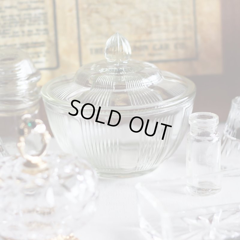 画像3: ヴィンテージガラスの小物入れキャンディポットアクセサリーケース｜S.G.F.戦前アンティーク硝子容器昭和レトロ (3)