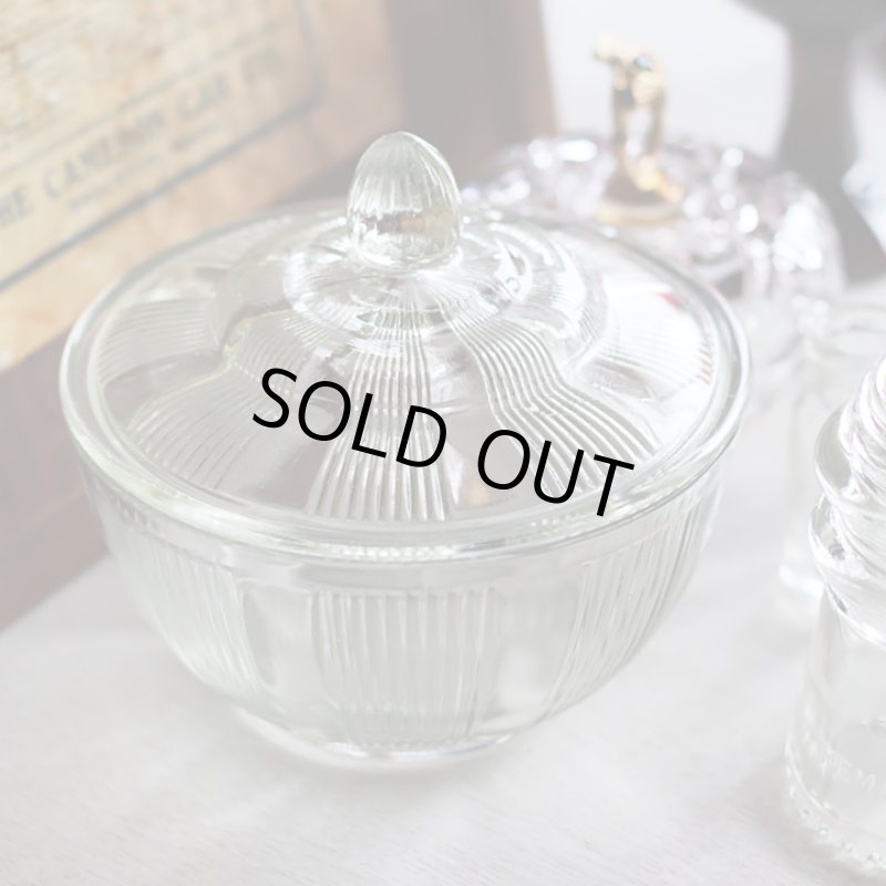 画像2: ヴィンテージガラスの小物入れキャンディポットアクセサリーケース｜S.G.F.戦前アンティーク硝子容器昭和レトロ (2)