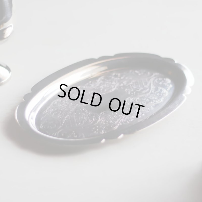 画像3: 英国イギリス製ヴィンテージシルバープレートトレー彫刻装飾エングレービング｜アンティーク銀食器銀メッキ (3)