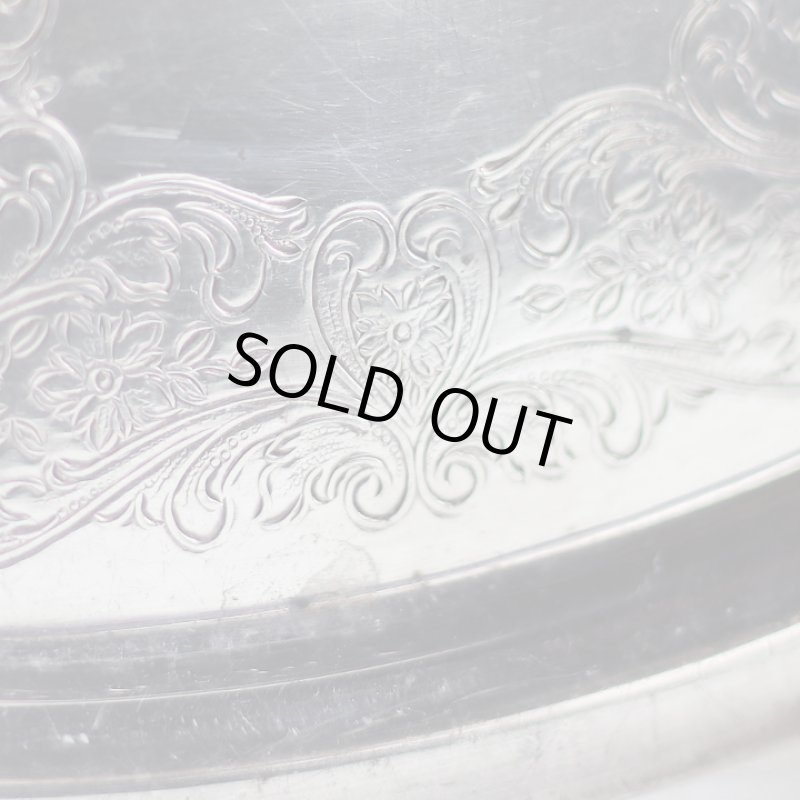 画像13: 英国イギリス製ヴィンテージシルバープレートトレー彫刻装飾エングレービング｜アンティーク銀食器銀メッキ (13)