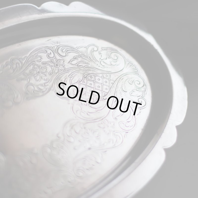 画像14: 英国イギリス製ヴィンテージシルバープレートトレー彫刻装飾エングレービング｜アンティーク銀食器銀メッキ (14)