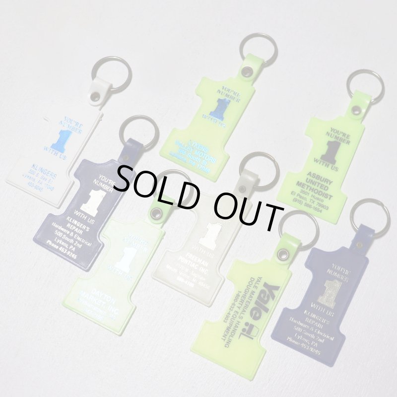 【白・蓄光】アメリカン雑貨USEDアドバタイジングキーホルダーYOU 'RE NUMBER1｜USA米国ヴィンテージノベルティキーチェーン