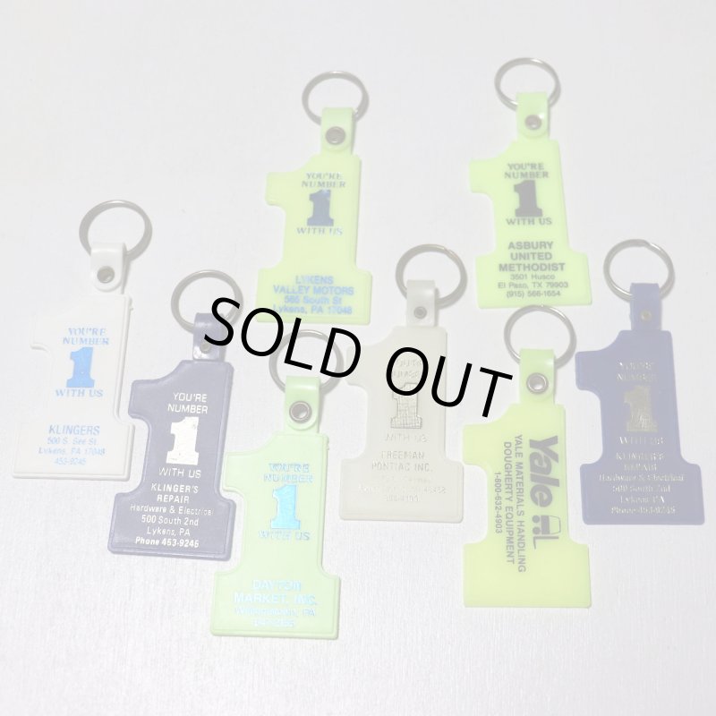 【白・蓄光】アメリカン雑貨USEDアドバタイジングキーホルダーYOU 'RE NUMBER1｜USA米国ヴィンテージノベルティキーチェーン