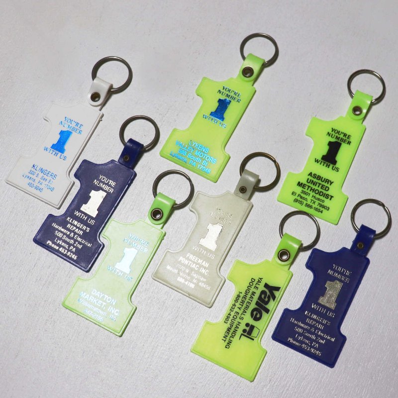 【黄】アメリカン雑貨USEDアドバタイジングキーホルダーNUMBER 1・Yale|USA米国ヴィンテージノベルティキーチェーン