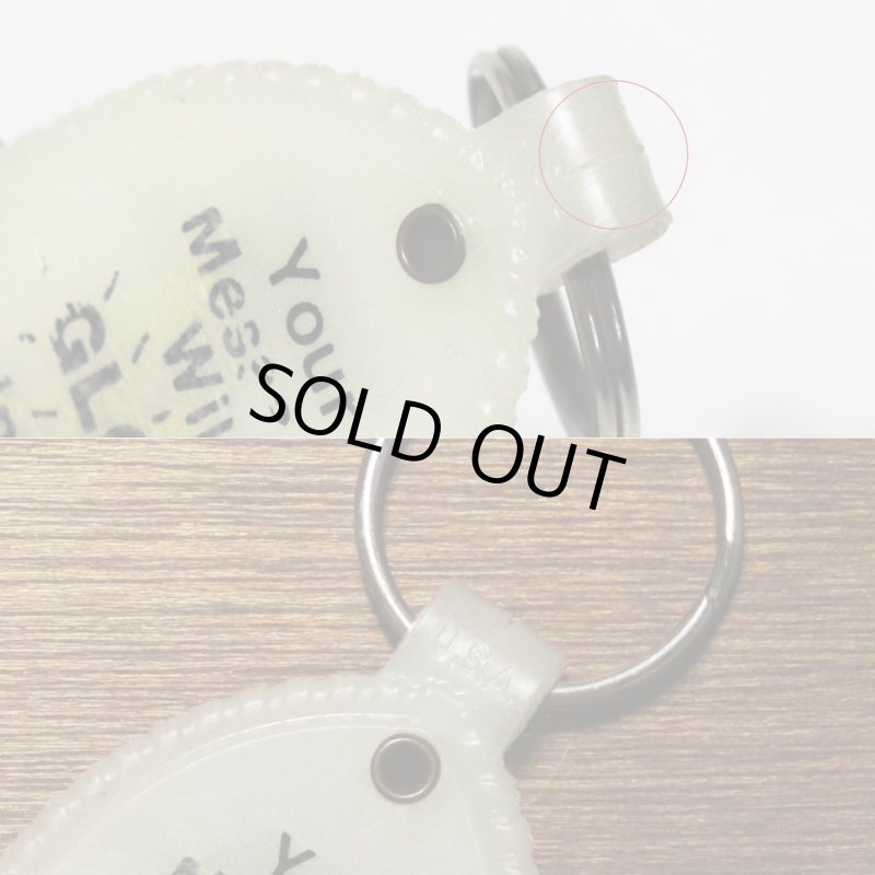 【蓄光・白】アメリカン雑貨USEDアドバタイジングキーホルダーNATIONAL PEN｜USA米国ヴィンテージノベルティキーチェーン