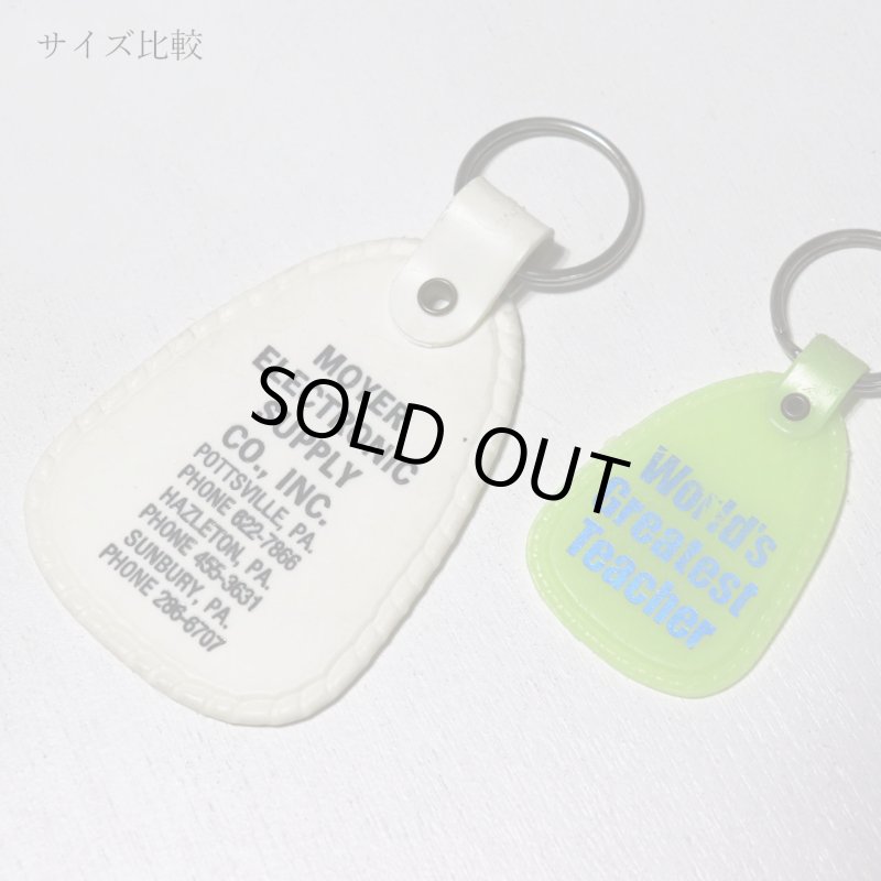 【白・特大】アメリカン雑貨USEDアドバタイジングキーホルダーMOYER ELECTRONIC SUPPLY CO.,INC.｜USA米国ヴィンテージノベルティキーチェーン