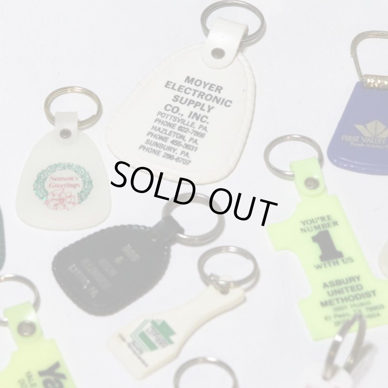 【白・特大】アメリカン雑貨USEDアドバタイジングキーホルダーMOYER ELECTRONIC SUPPLY CO.,INC.｜USA米国ヴィンテージノベルティキーチェーン