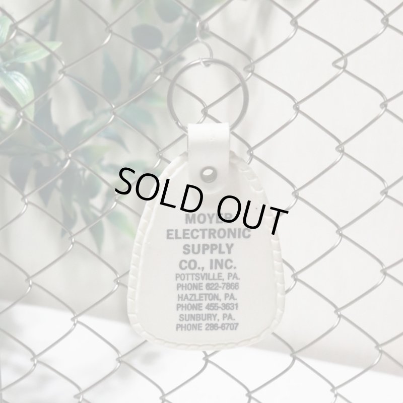 【白・特大】アメリカン雑貨USEDアドバタイジングキーホルダーMOYER ELECTRONIC SUPPLY CO.,INC.｜USA米国ヴィンテージノベルティキーチェーン