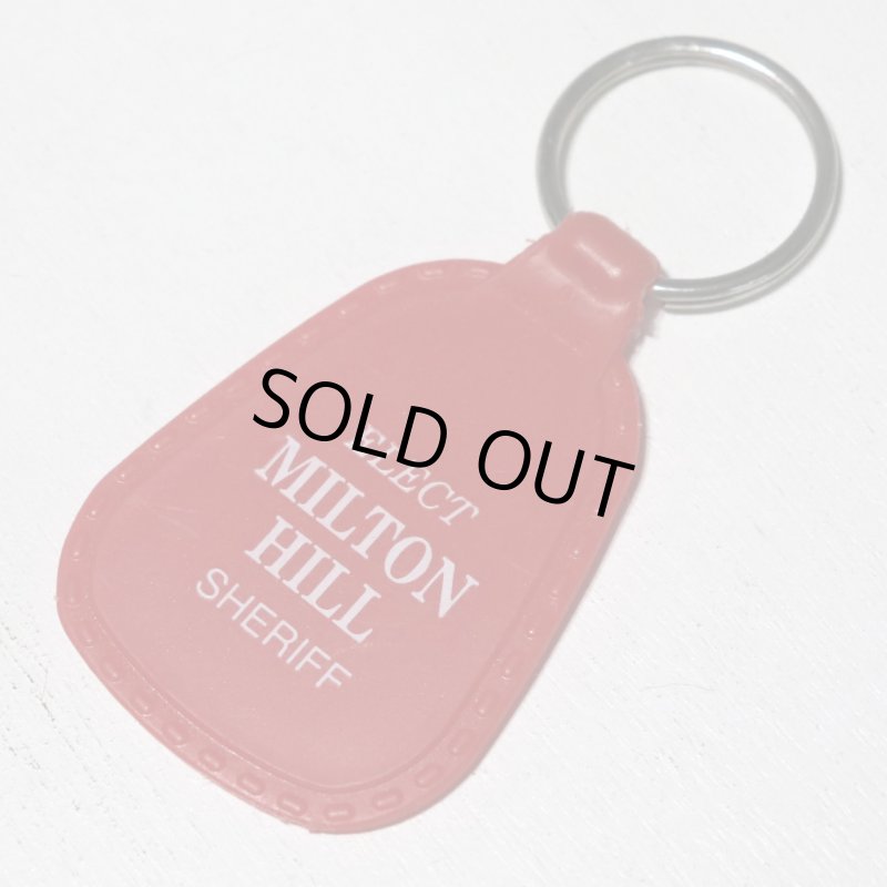 【赤】アメリカン雑貨USEDアドバタイジングキーホルダーELECT MILTON HILL SHERIFF｜USA米国ヴィンテージノベルティキーチェーン