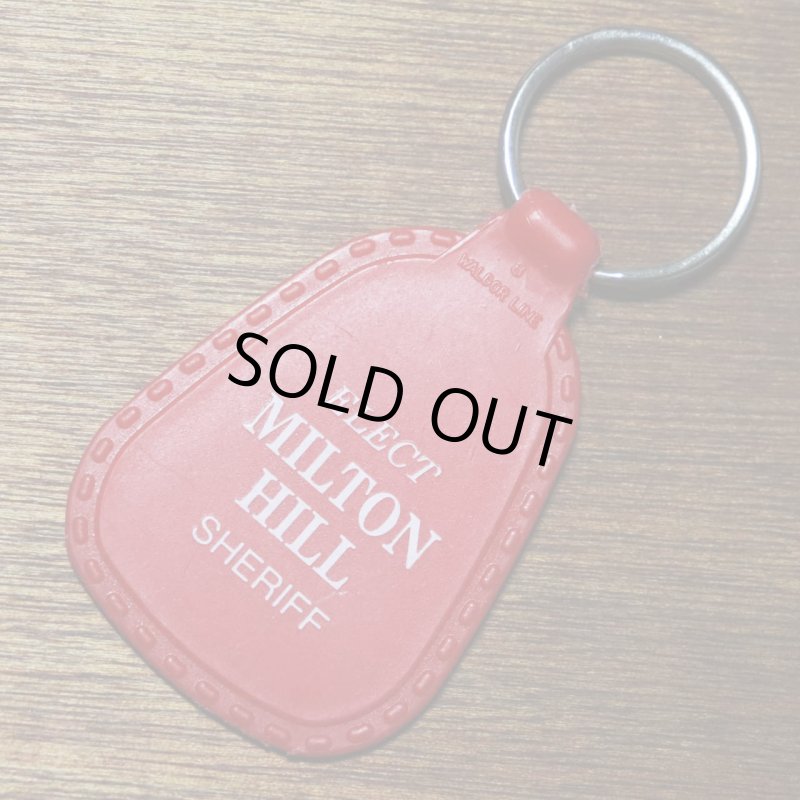 【赤】アメリカン雑貨USEDアドバタイジングキーホルダーELECT MILTON HILL SHERIFF|USA米国ヴィンテージノベルティキーチェーン
