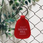 【赤】アメリカン雑貨USEDアドバタイジングキーホルダーELECT MILTON HILL SHERIFF｜USA米国ヴィンテージノベルティキーチェーン