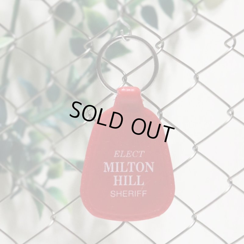 【赤】アメリカン雑貨USEDアドバタイジングキーホルダーELECT MILTON HILL SHERIFF|USA米国ヴィンテージノベルティキーチェーン