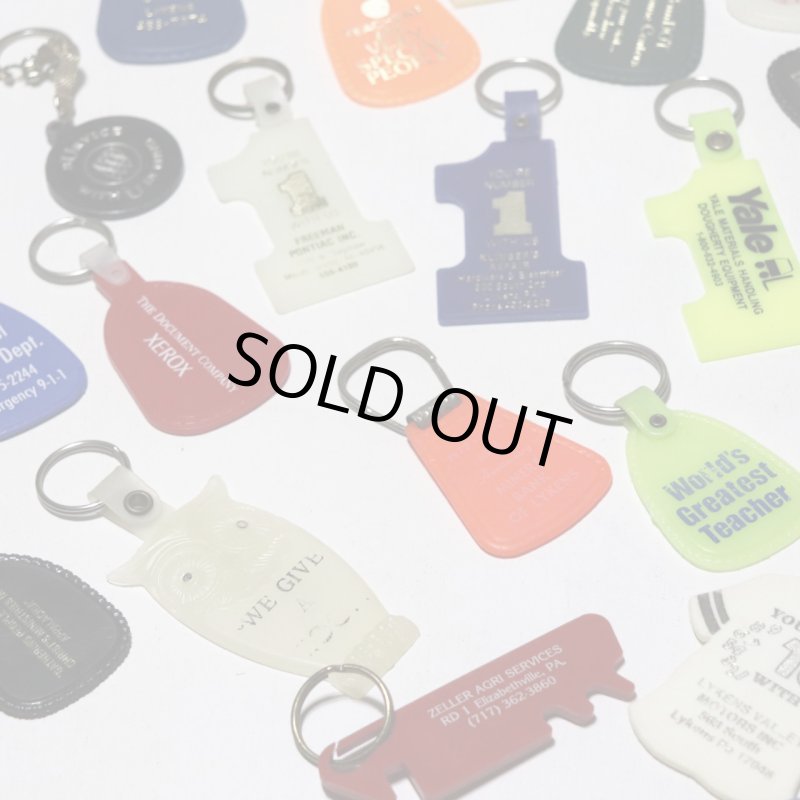 【白・蓄光】アメリカン雑貨USEDアドバタイジングキーホルダーWE GIVE A HOOT！｜USA米国ヴィンテージノベルティキーチェーン