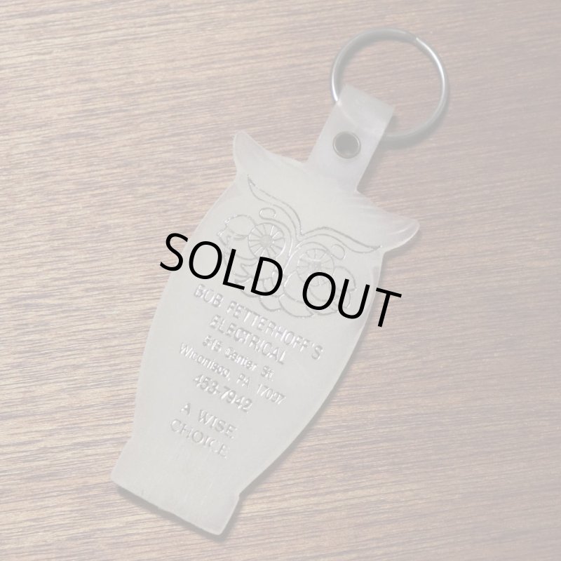 【白・蓄光】アメリカン雑貨USEDアドバタイジングキーホルダーWE GIVE A HOOT！｜USA米国ヴィンテージノベルティキーチェーン