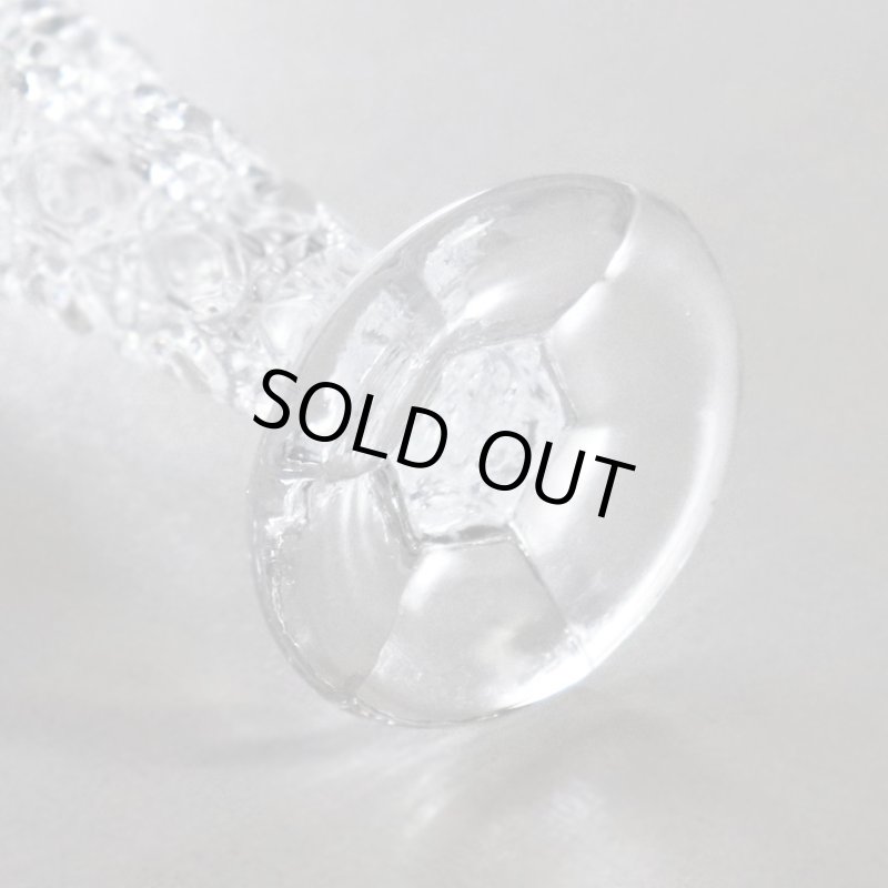 ヴィンテージオクタゴンカットガラスの一輪挿し|ブリリアンカット模様プレスガラス花瓶