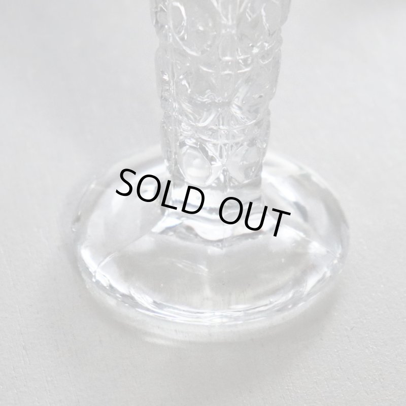 ヴィンテージオクタゴンカットガラスの一輪挿し|ブリリアンカット模様プレスガラス花瓶