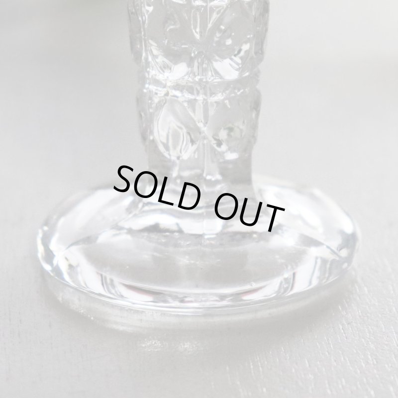 ヴィンテージオクタゴンカットガラスの一輪挿し|ブリリアンカット模様プレスガラス花瓶