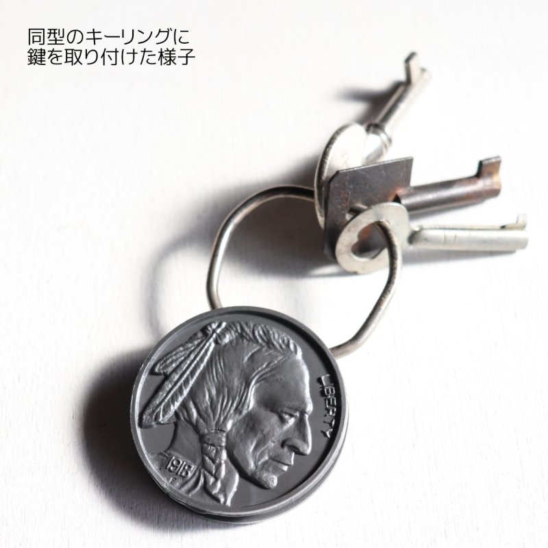 アメリカン雑貨｜USAヴィンテージキーホルダー・バッファローニッケル5セント硬貨・銀行ノベルティRARE COIN SHOWRINGS