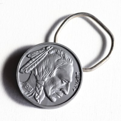 画像1: アメリカン雑貨｜USAヴィンテージキーホルダー・バッファローニッケル5セント硬貨・銀行ノベルティRARE COIN SHOWRINGS