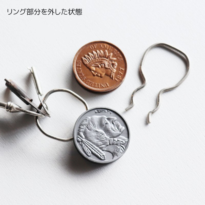 アメリカン雑貨|USAヴィンテージキーホルダー・バッファローニッケル5セント硬貨・銀行ノベルティRARE COIN SHOWRINGS