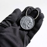 アメリカン雑貨｜USAヴィンテージキーホルダー・バッファローニッケル5セント硬貨・銀行ノベルティRARE COIN SHOWRINGS
